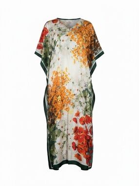 Caftan Dress Floral Print One Size Fits Most